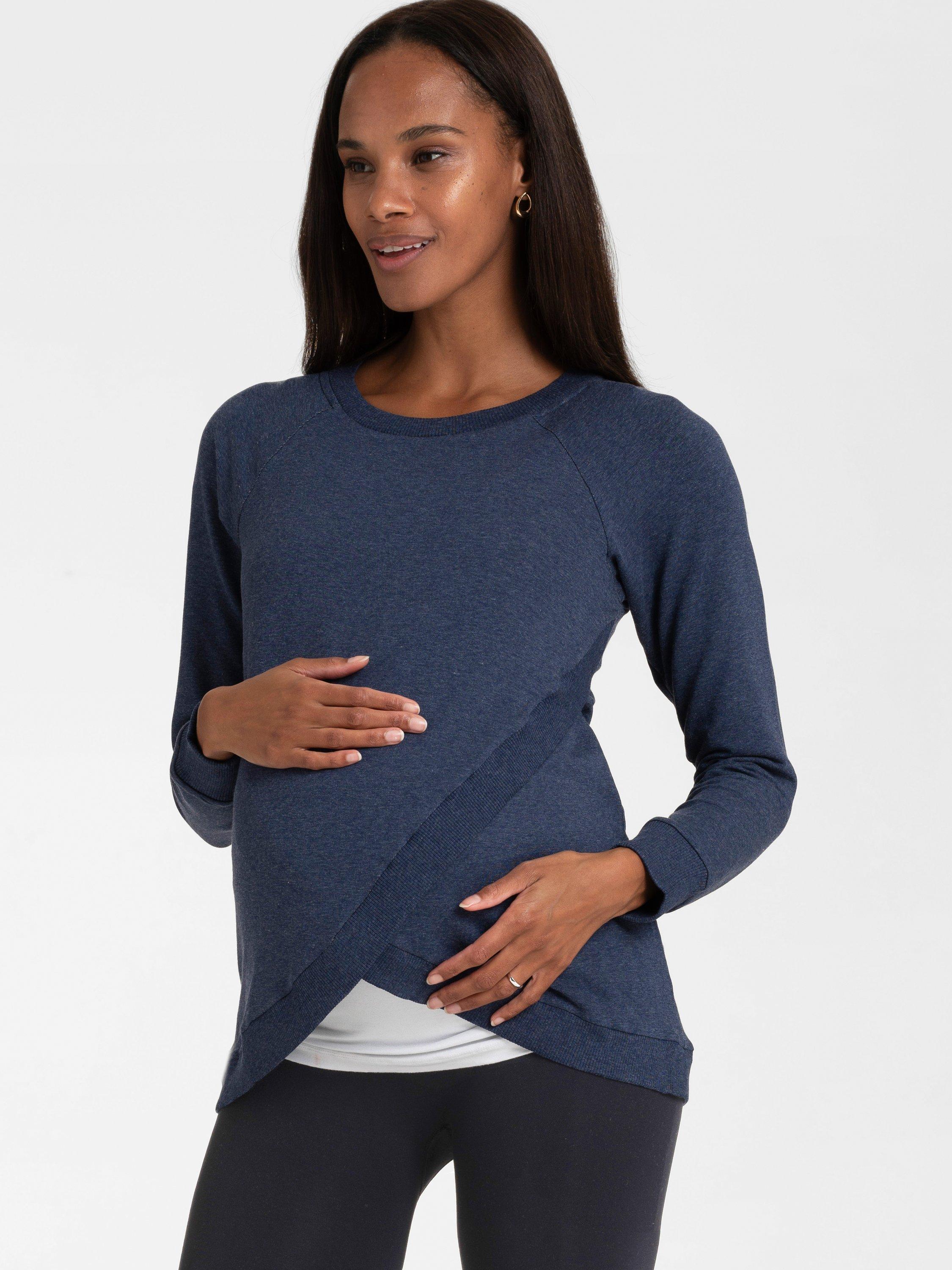 Product image 4 of 4, which shows Seraphine Sybil Cross Over Maternity & Nursing Jumper, Blue, XS