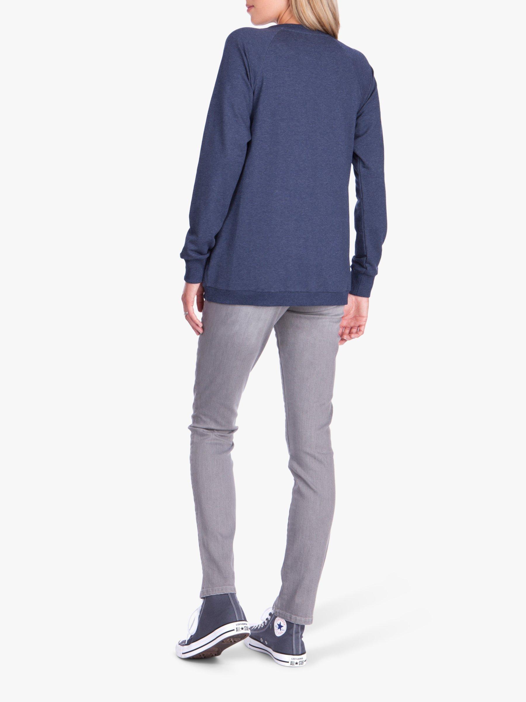 Product image 2 of 4, which shows Seraphine Sybil Cross Over Maternity & Nursing Jumper, Blue, XS
