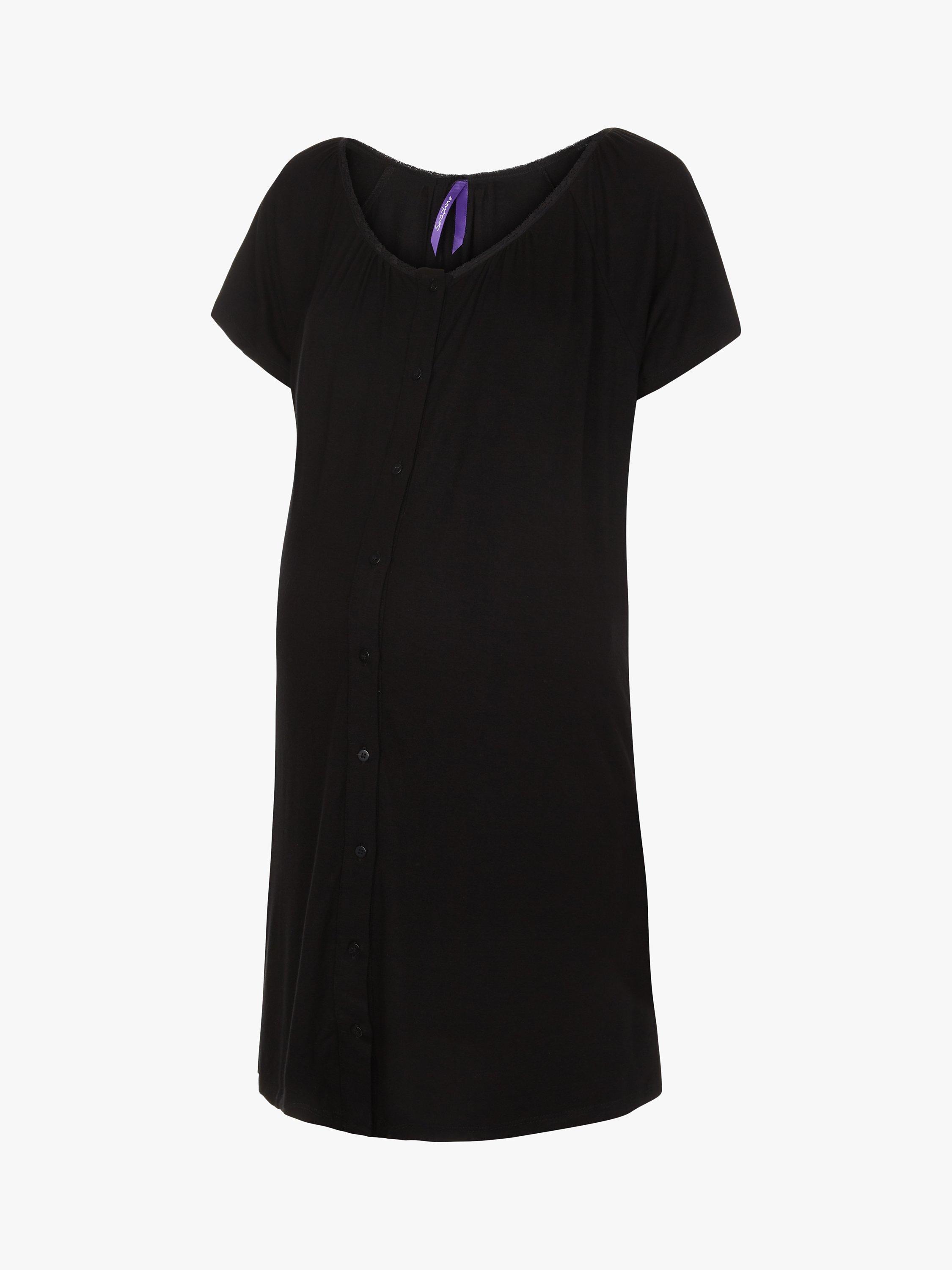 Seraphine Gemma Button Down Maternity Nightdress 2 Pack Black