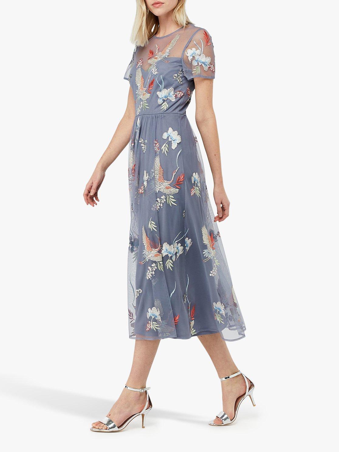 Monsoon Callie Crane Dress, Grey