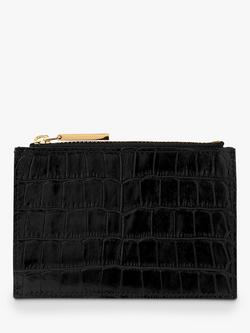 Whistles Shiny Embossed Croc Coin Purse, Black, Black