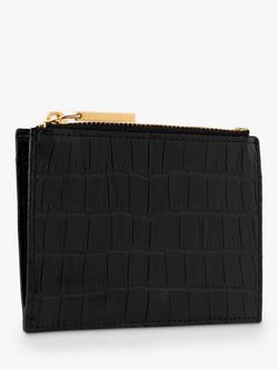 Whistles Shiny Embossed Croc Coin Purse, Black - view 2, Black