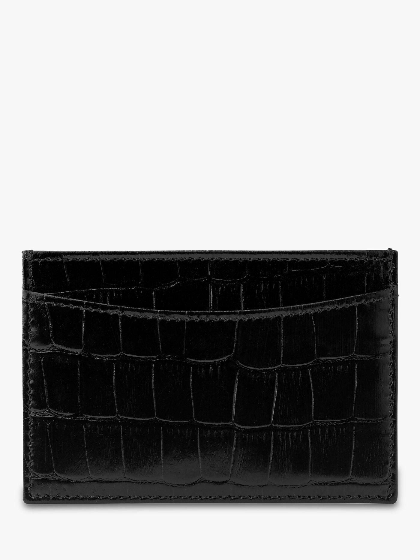 Product image 3 of 4, which shows Whistles Shiny Croc Leather Card Holder, Black
