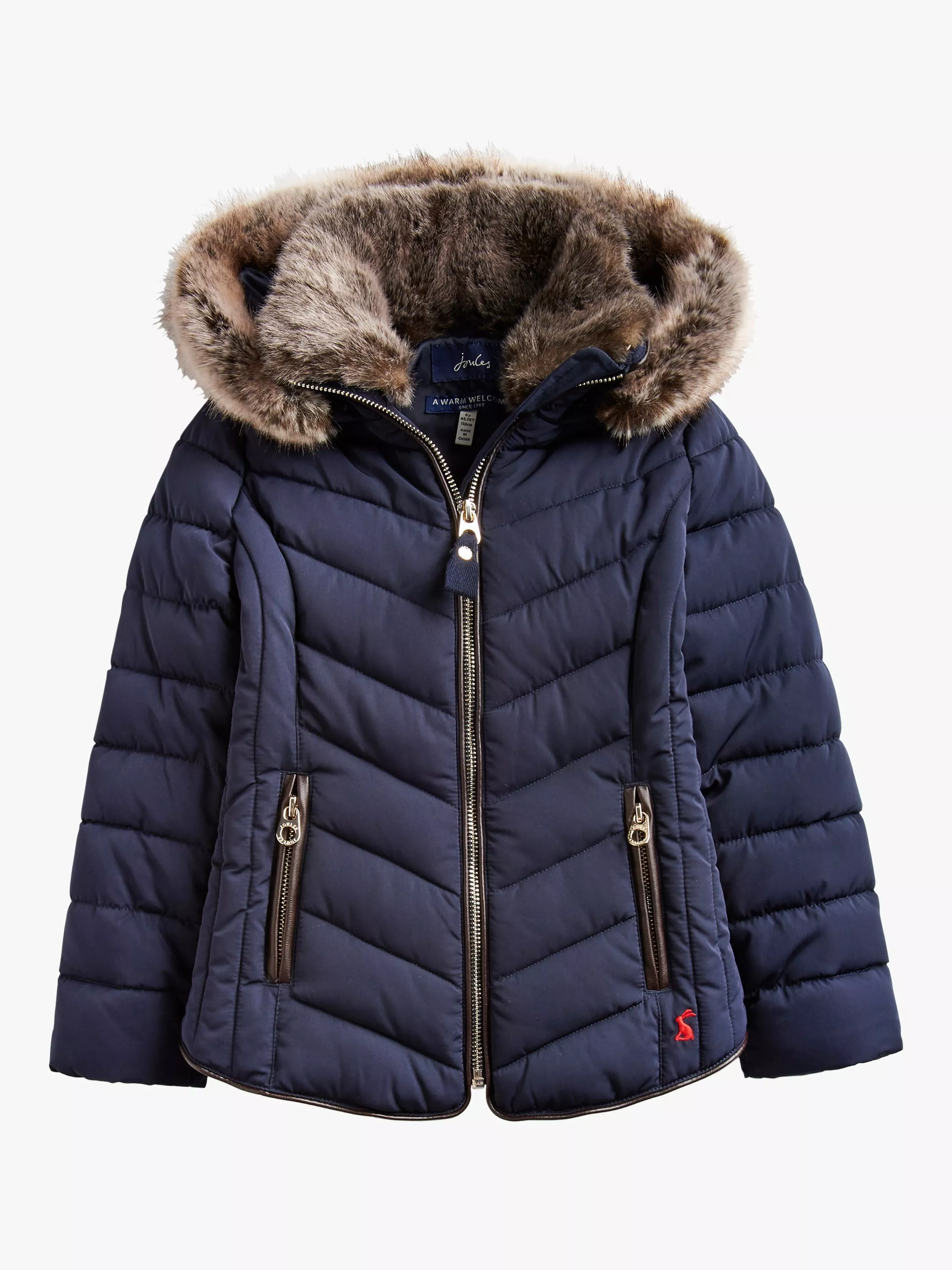 Little Joule Girls Quilted Coat Navy