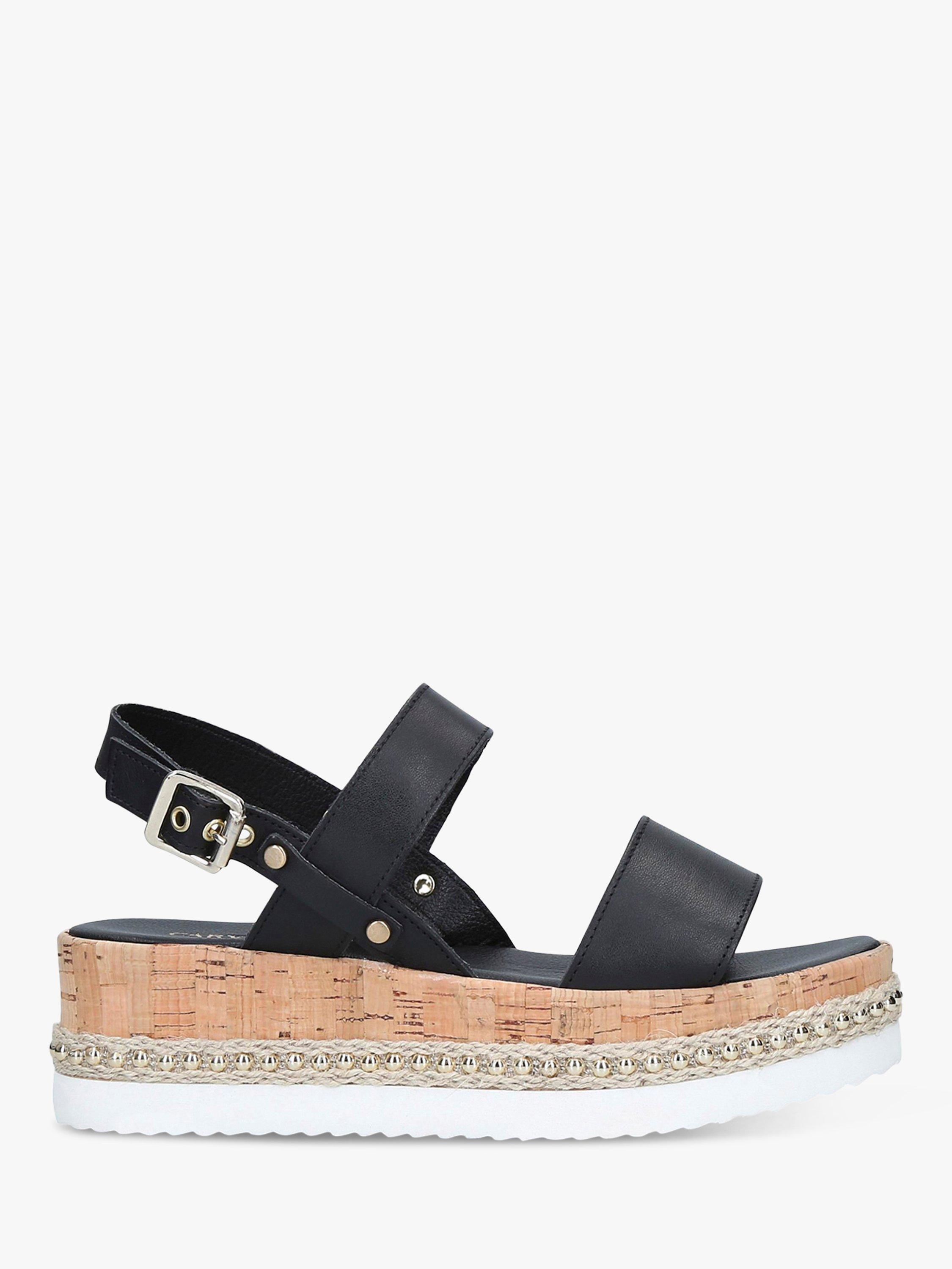 Carvela Krash Leather Flatform Sandals, Black