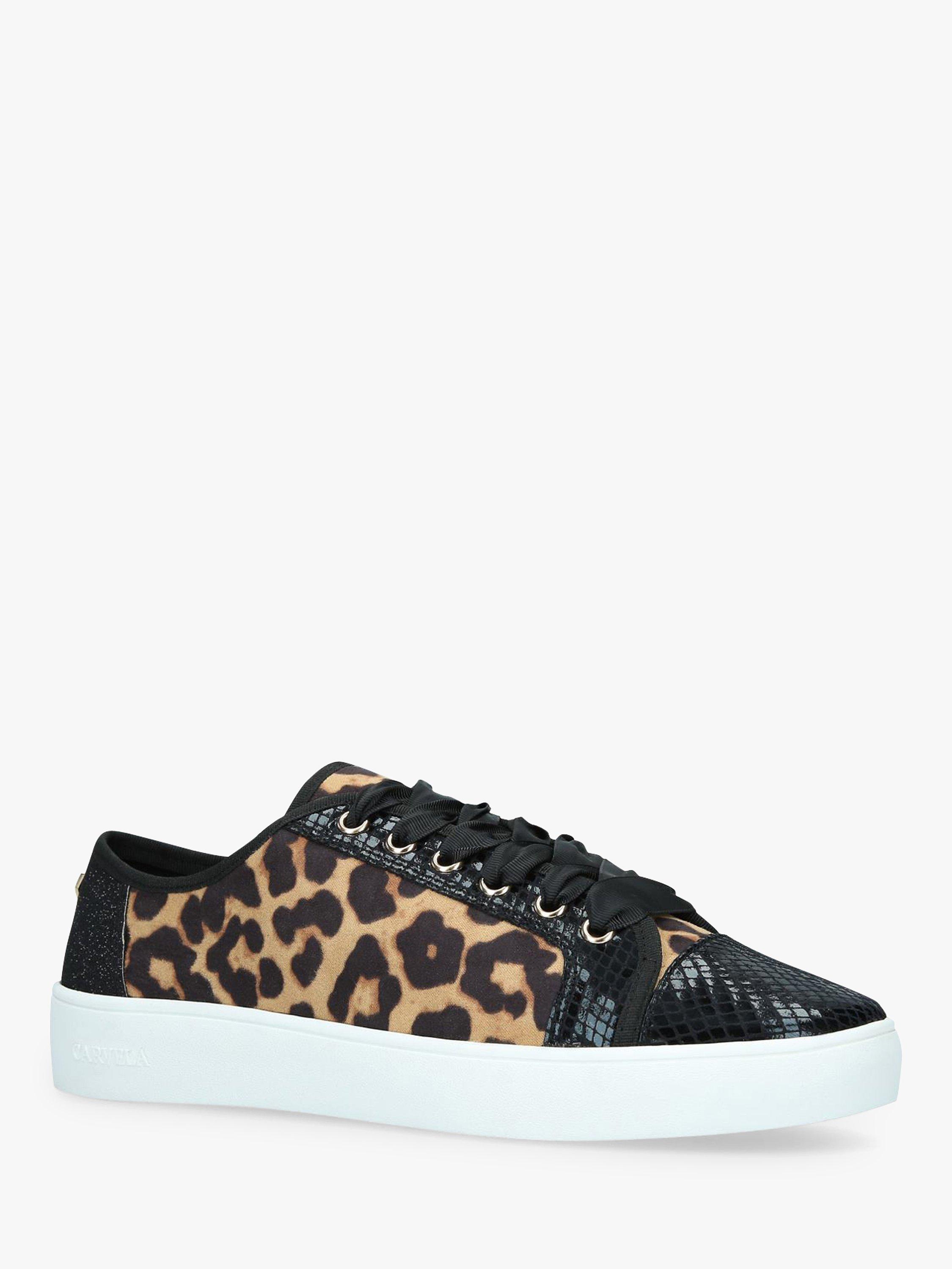 Carvela Jigsaw Suede Leopard Print Lace Up Trainers Brown