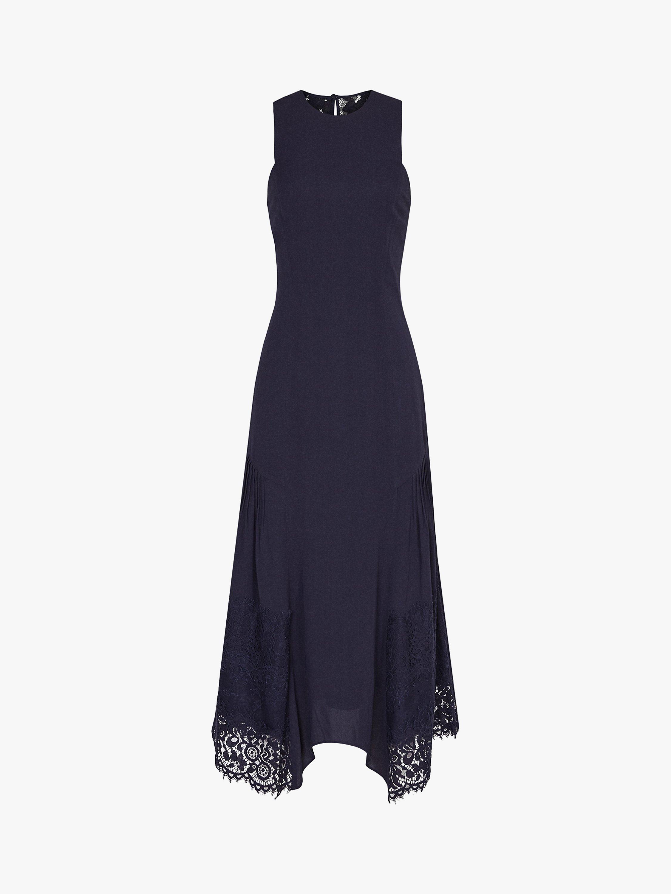 Reiss Romi Lace Back Midi Dress Navy