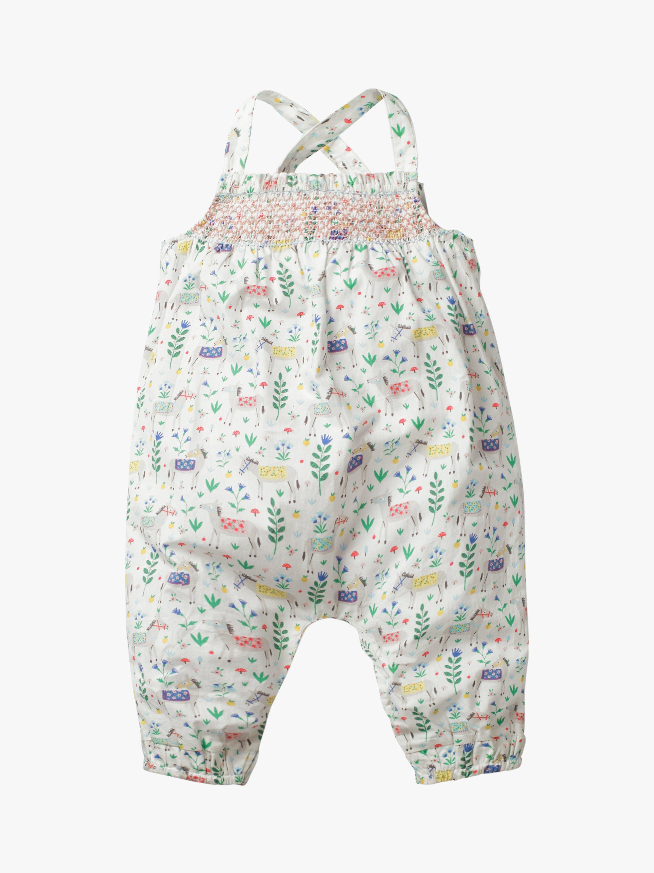 Mini Boden Baby Smocked Floral Playsuit, Multi