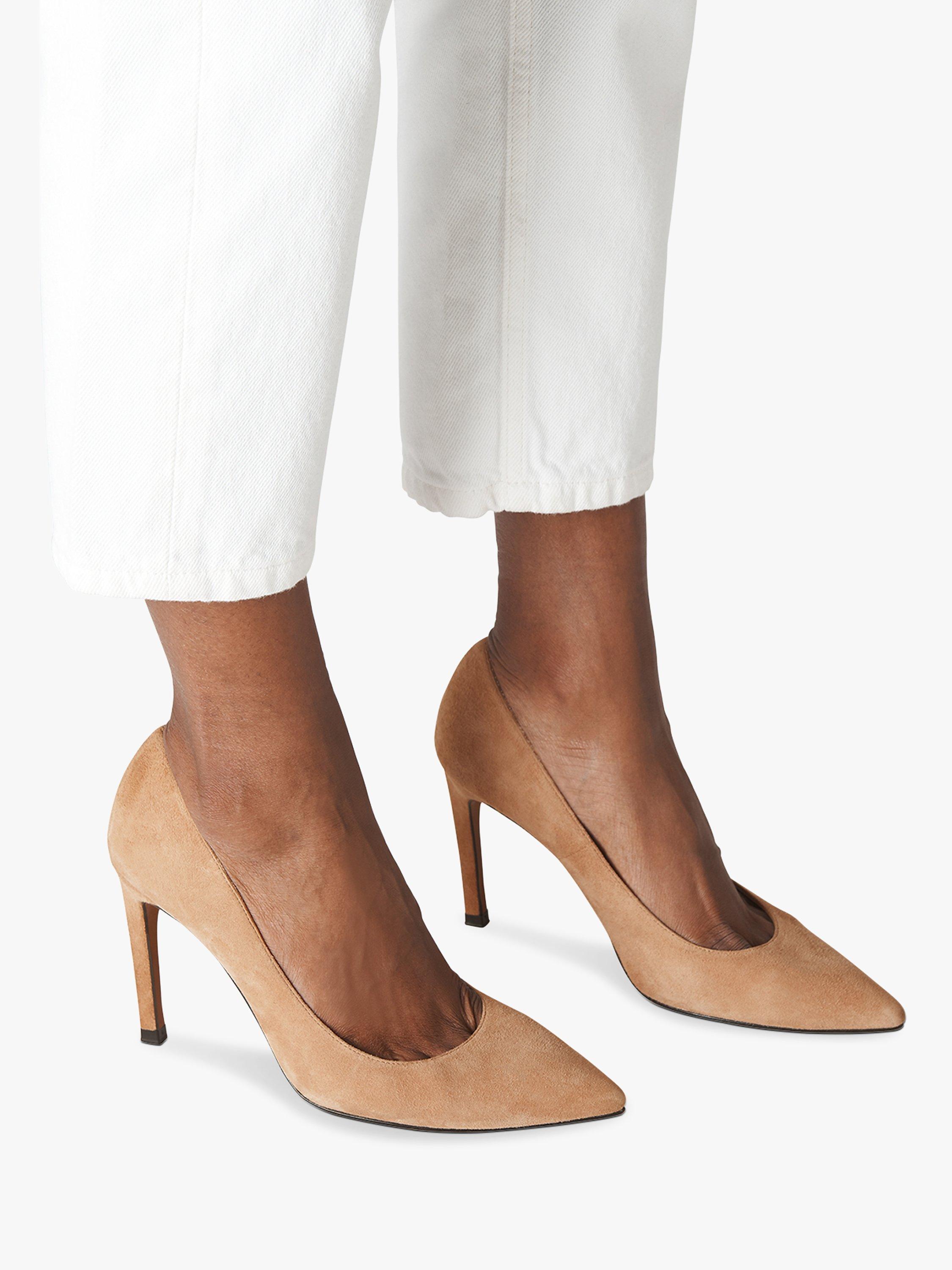 Product image 4 of 4, which shows Whistles Cornel Suede Stiletto Heel Court Shoes, Nude, 3