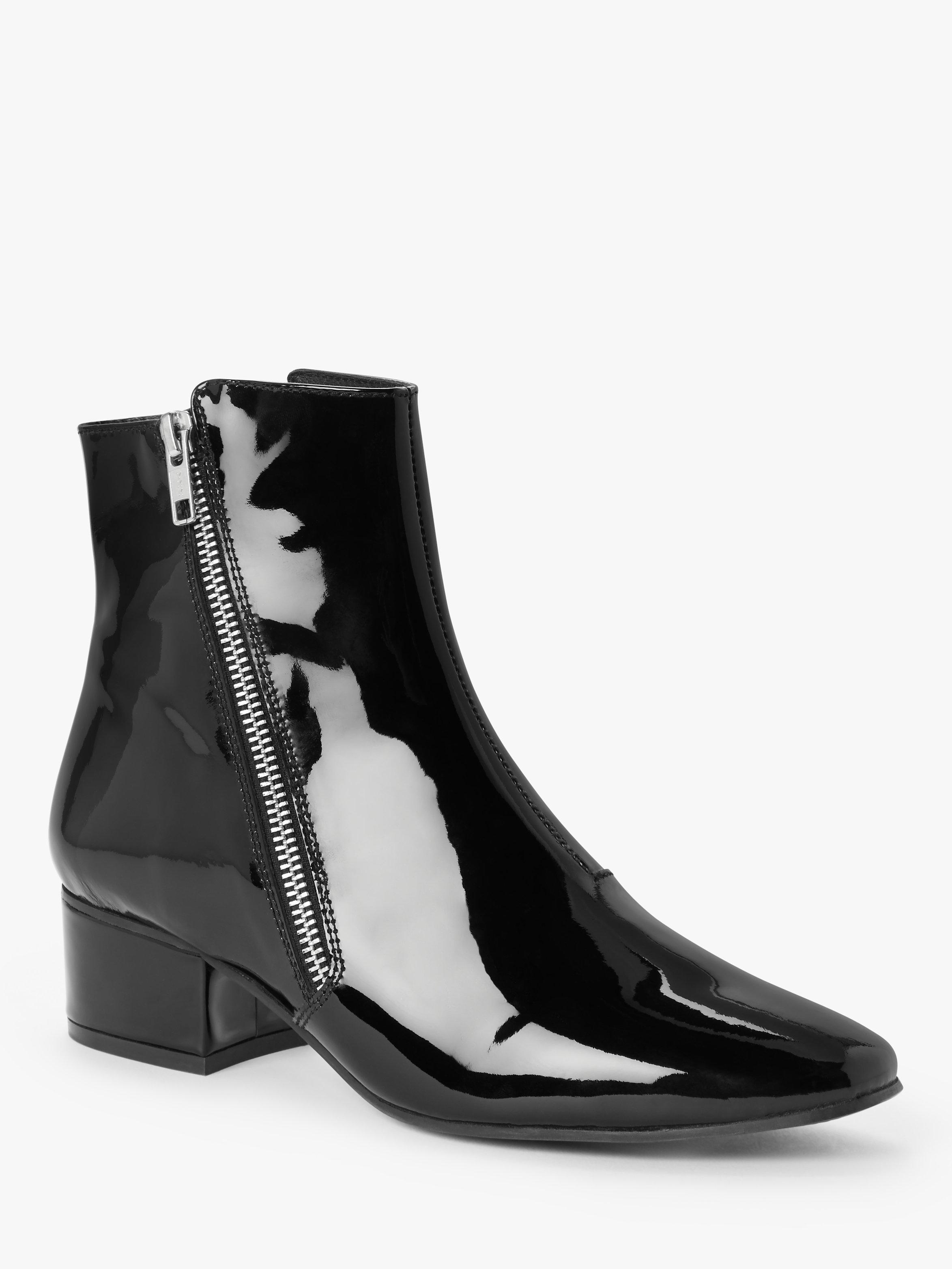 Hot Black Patent Leather Ankle Boots