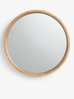 John Lewis Scandi Round Oak Wood Wall Mirror, Natural, Natural