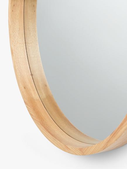 John Lewis Scandi Round Oak Wood Wall Mirror, Natural - view 2, Natural