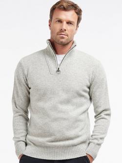 Barbour Essential Lambswool Half Zip Jumper, Light Grey Marl