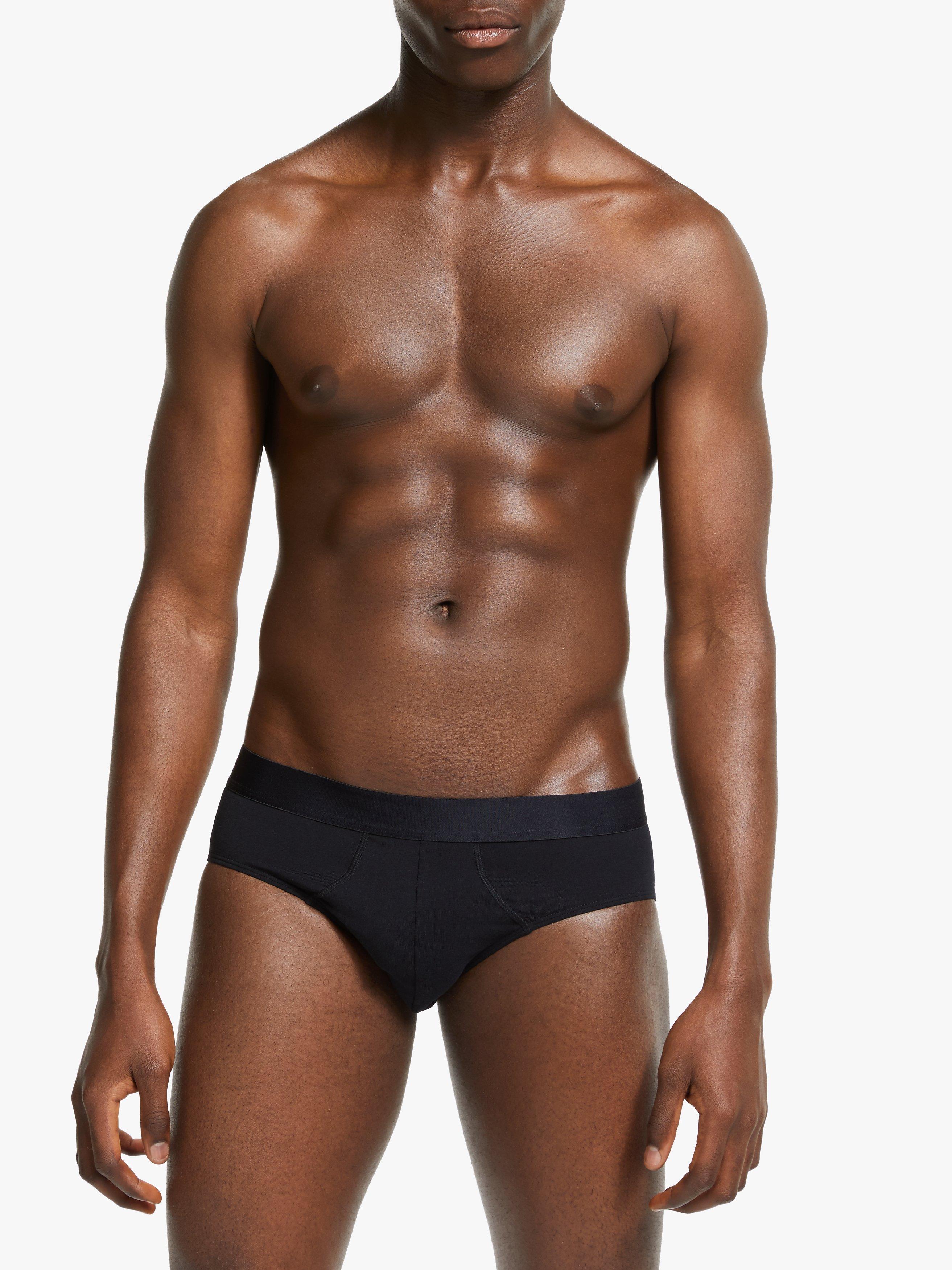 Product image 2 of 5, which shows John Lewis Organic Cotton Briefs, Pack of 4, Black, S