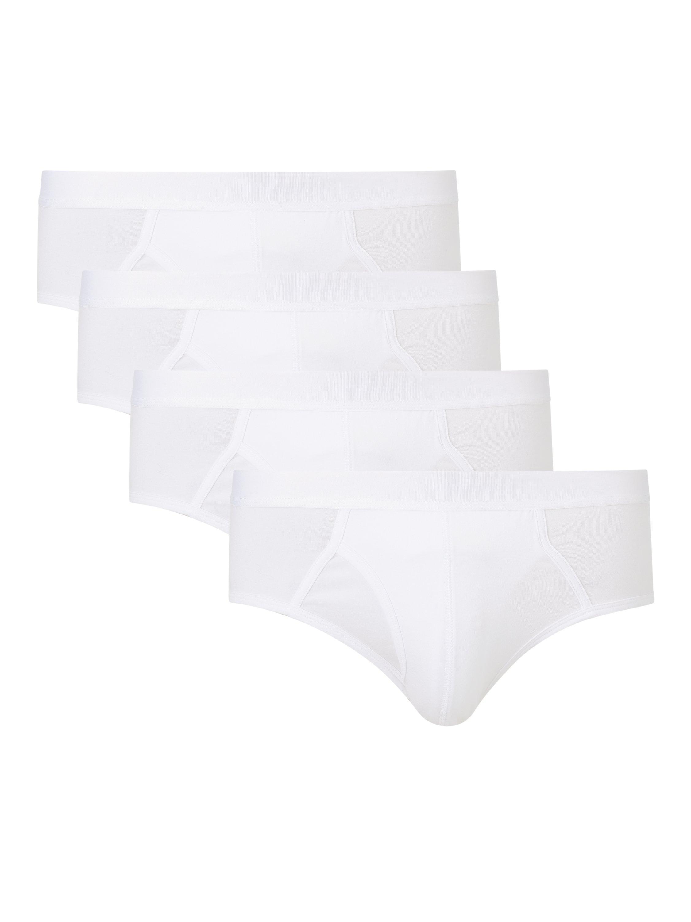 Product image 1 of 5, which shows John Lewis Organic Cotton Keyhole Briefs, Pack of 4, White, S