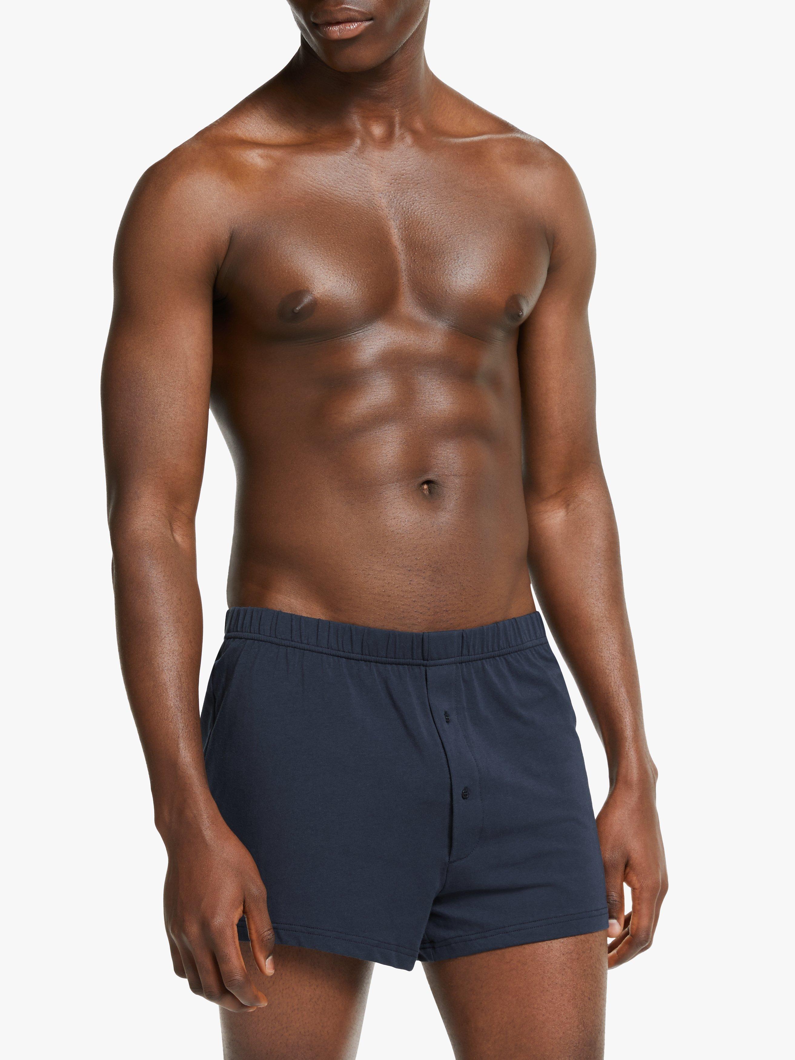 John Lewis Organic Cotton Jersey Double Button Boxers, Pack of 3, Blue/Multi, S