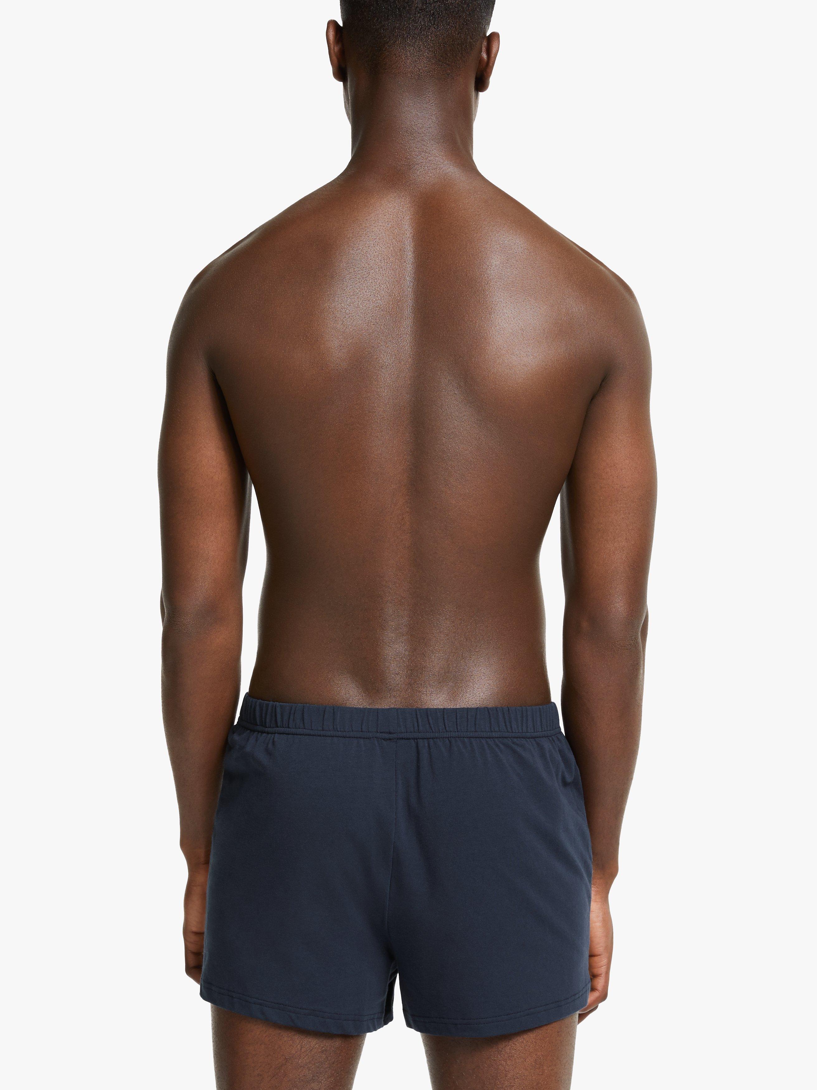 John Lewis Organic Cotton Jersey Double Button Boxers, Pack of 3, Blue/Multi, S