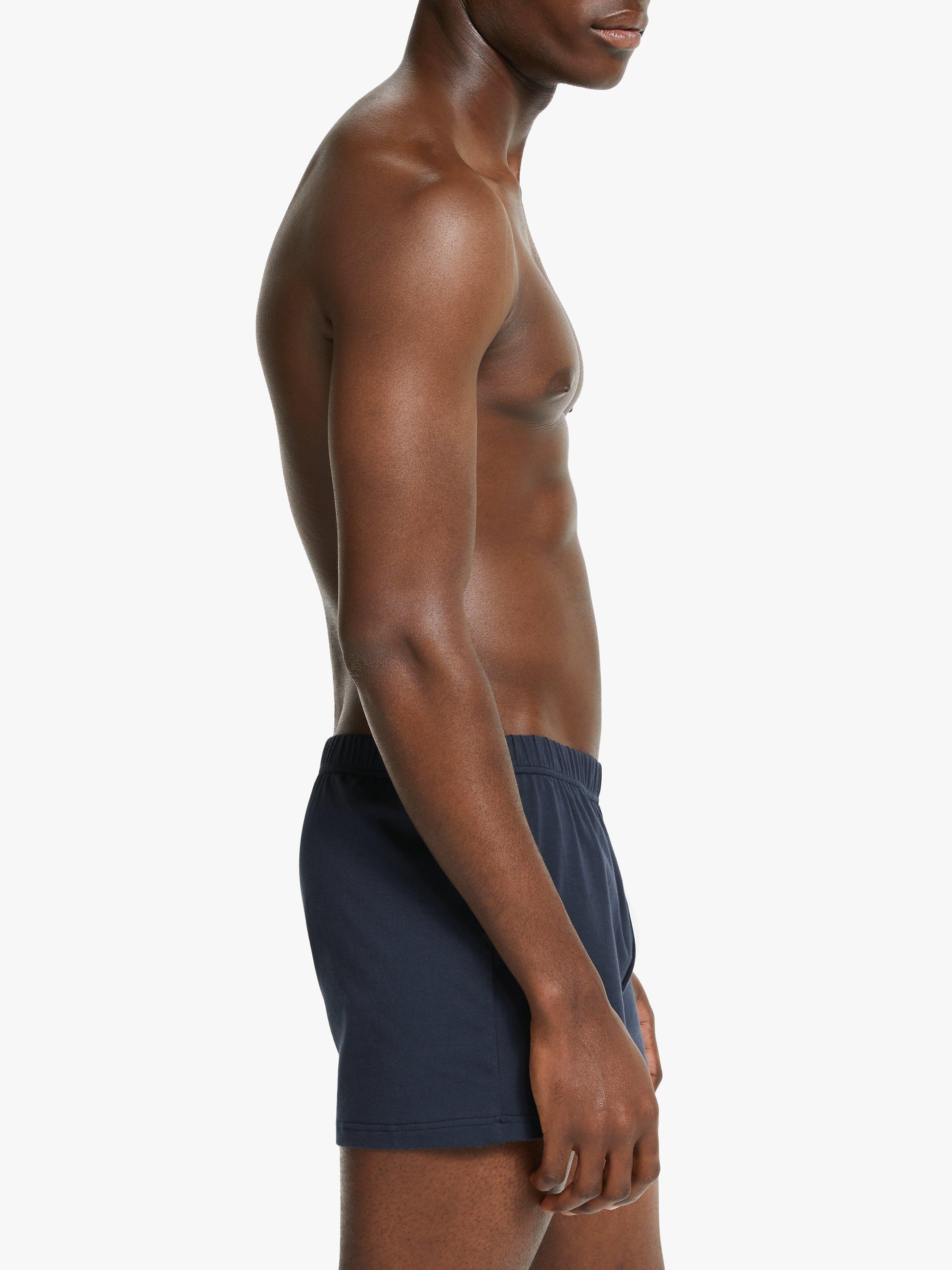 John Lewis Organic Cotton Jersey Double Button Boxers, Pack of 3, Blue/Multi, S