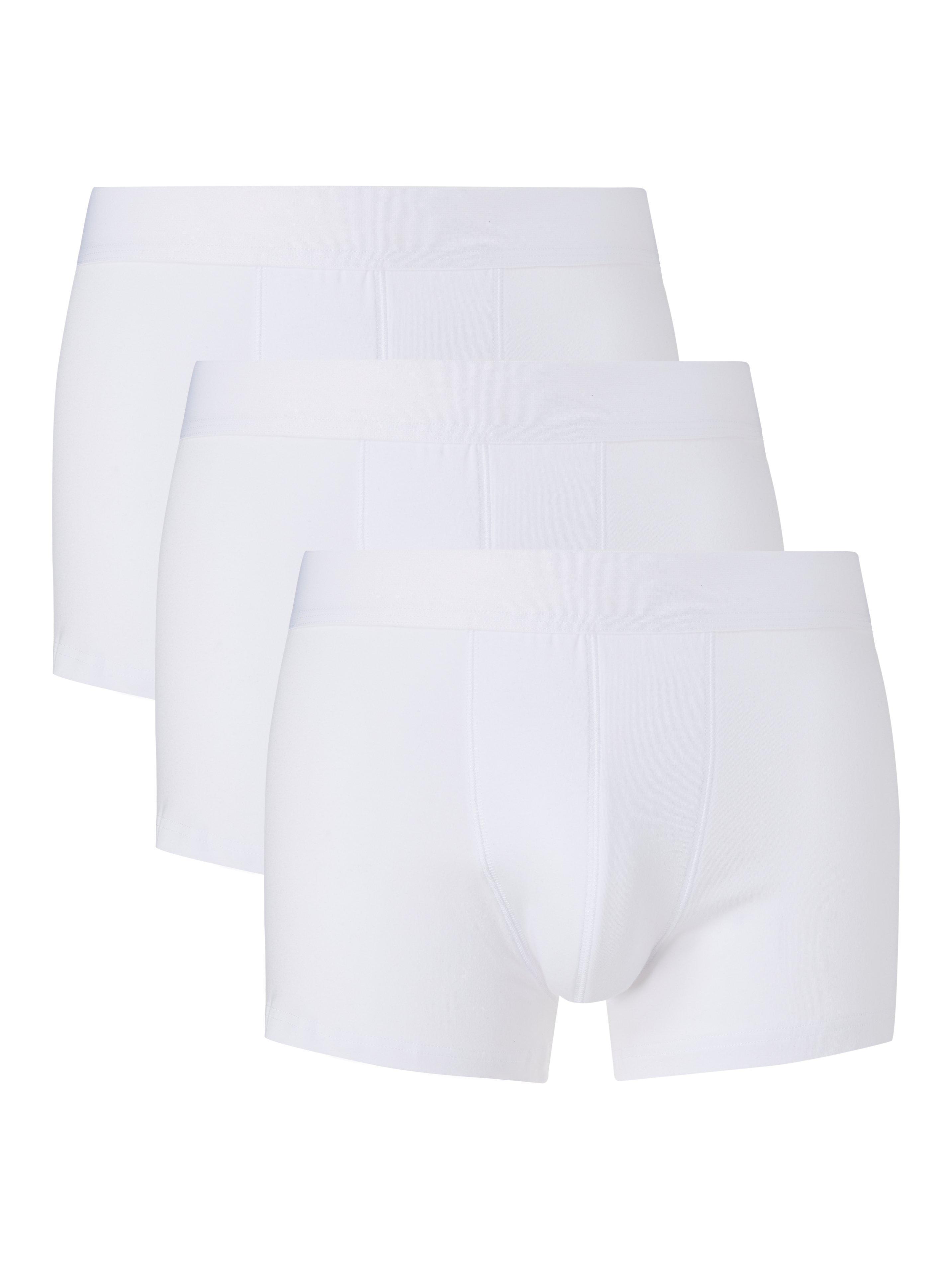Product image 1 of 5, which shows John Lewis Organic Cotton Trunks, Pack of 3, White, S