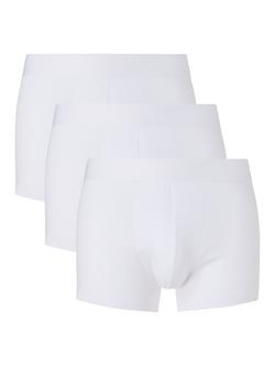 John Lewis Organic Cotton Trunks, Pack of 3, White, White