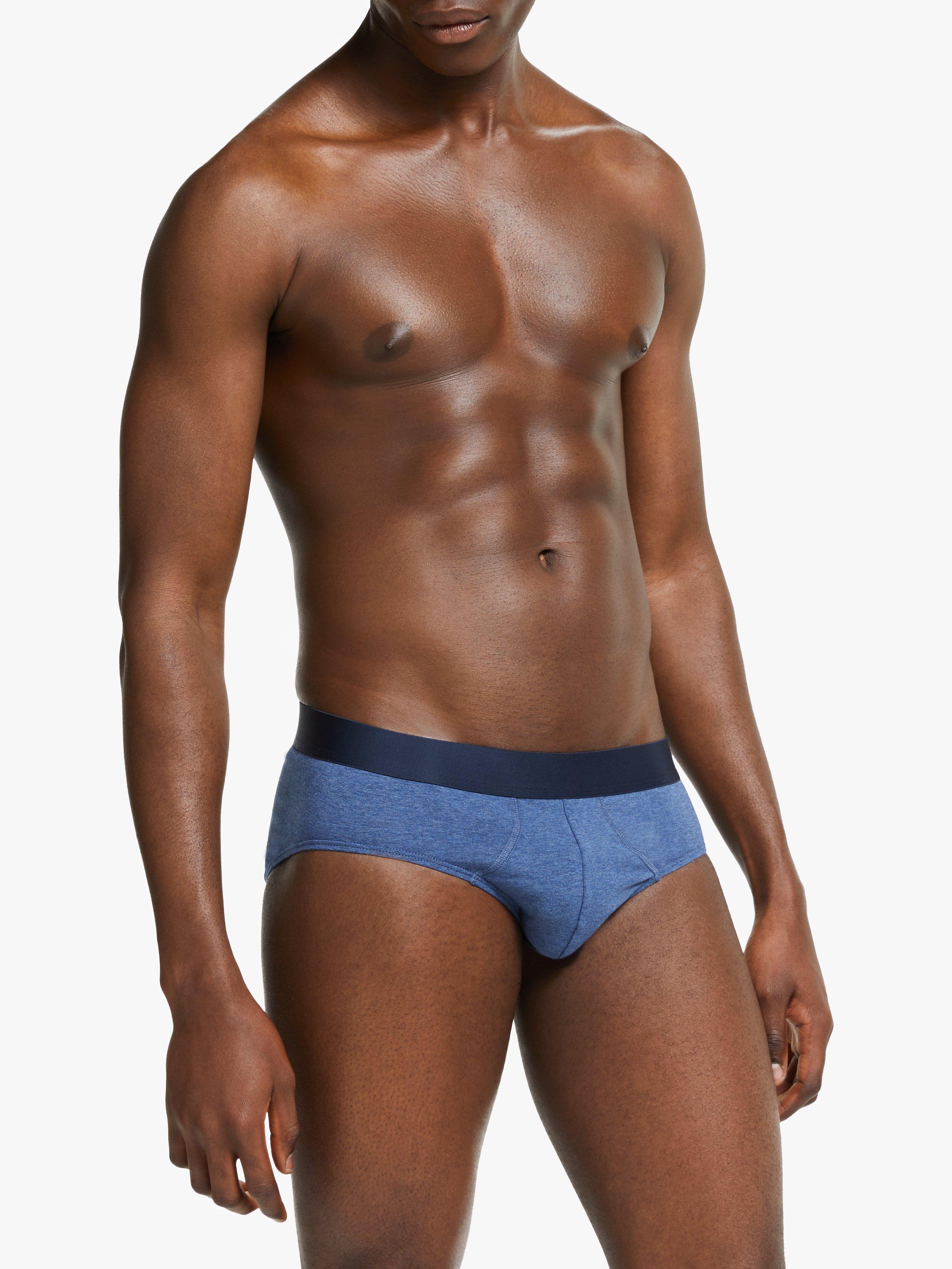 Product image 2 of 5, which shows John Lewis Organic Cotton Briefs, Pack of 4, Black/Blue/White, S
