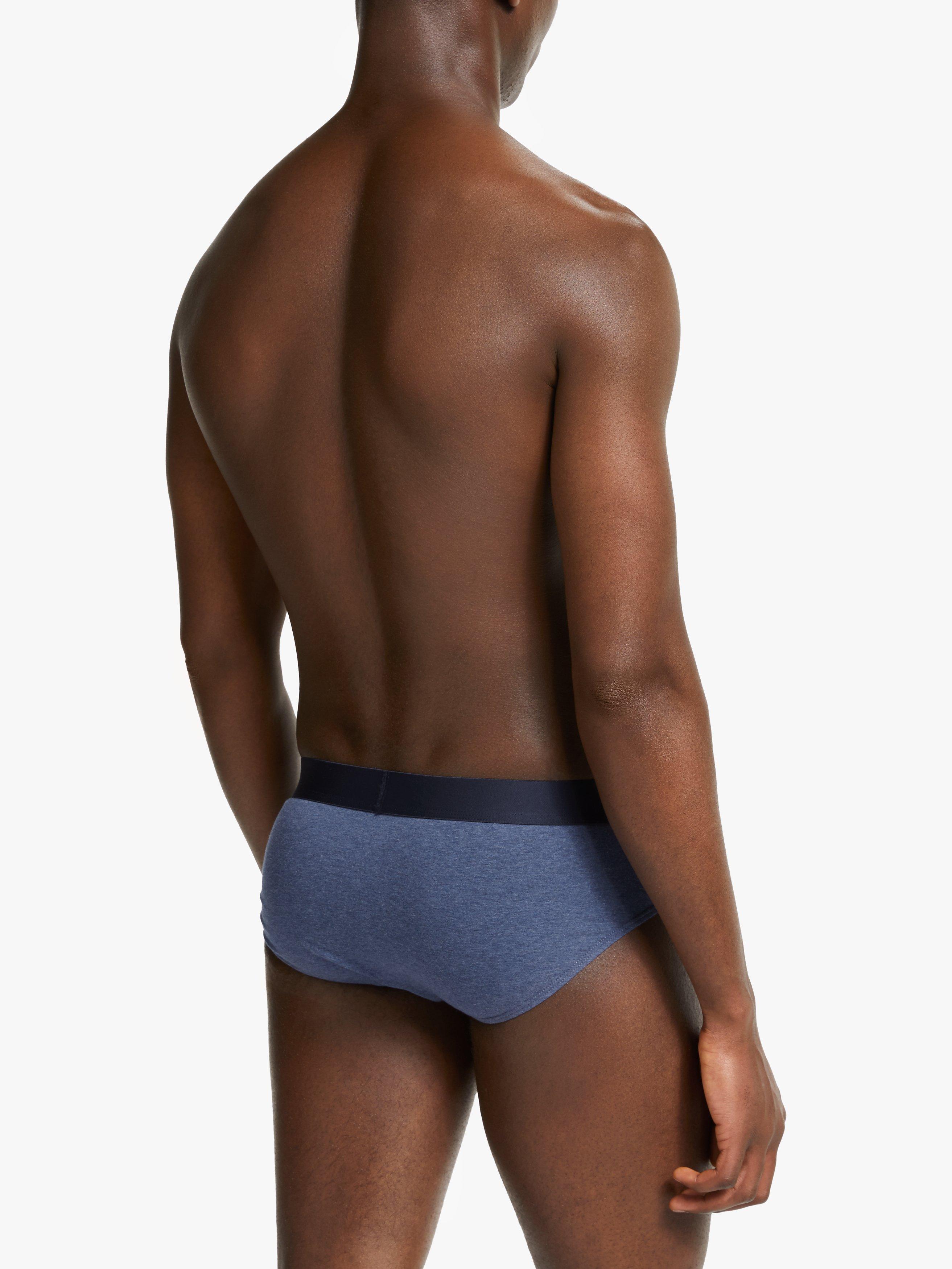 Product image 3 of 5, which shows John Lewis Organic Cotton Briefs, Pack of 4, Black/Blue/White, S