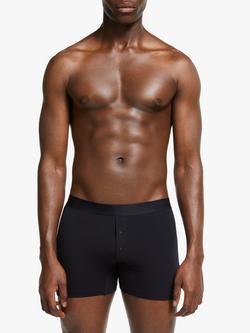 John Lewis Organic Cotton Button Fly Trunks, Pack of 3, Black - view 2, Black