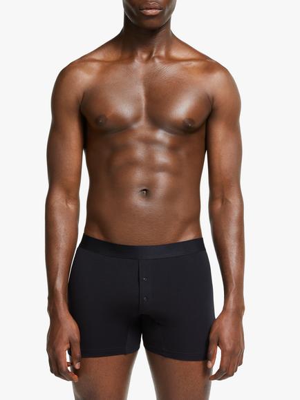 John Lewis Organic Cotton Button Fly Trunks, Pack of 3, Black - view 2, Black