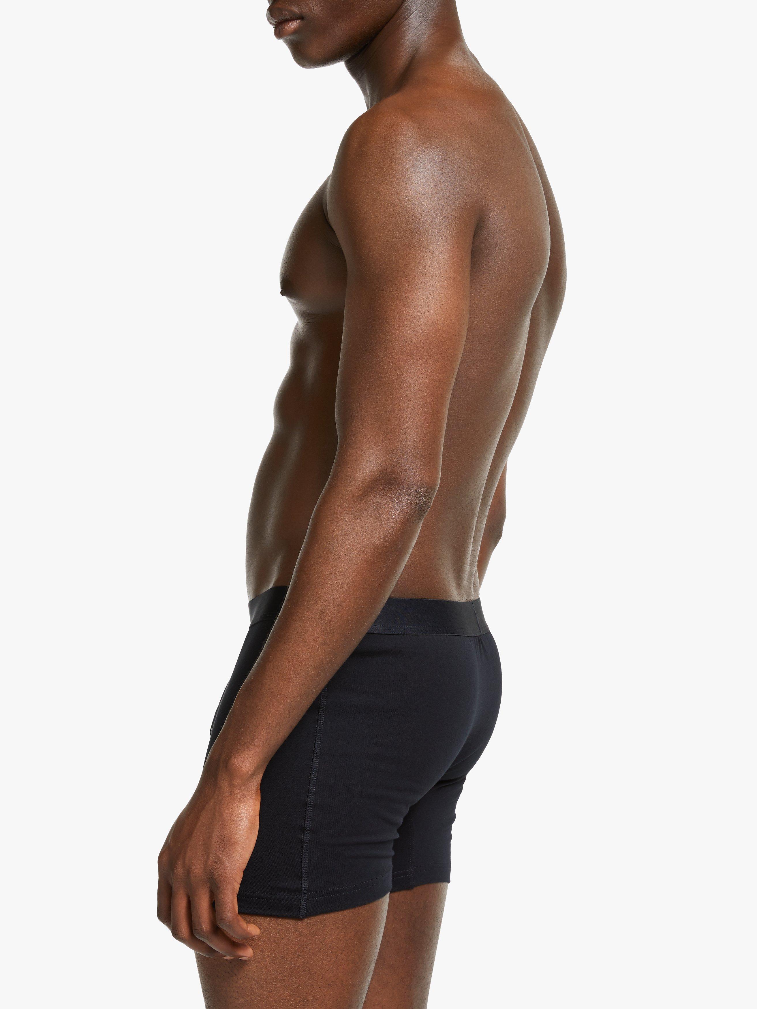 Product image 5 of 5, which shows John Lewis Organic Cotton Button Fly Trunks, Pack of 3, Black, S