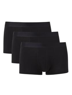 John Lewis Organic Cotton Hipster Trunks, Pack of 3, Black, Black