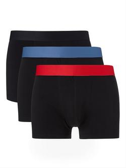 John Lewis Organic Cotton Coloured Waistband Trunks, Pack of 3, Black/Multi, Black/Multi