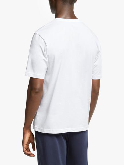 John Lewis Short Sleeve V-Neck Organic Cotton Jersey Lounge Top, White - view 2, White