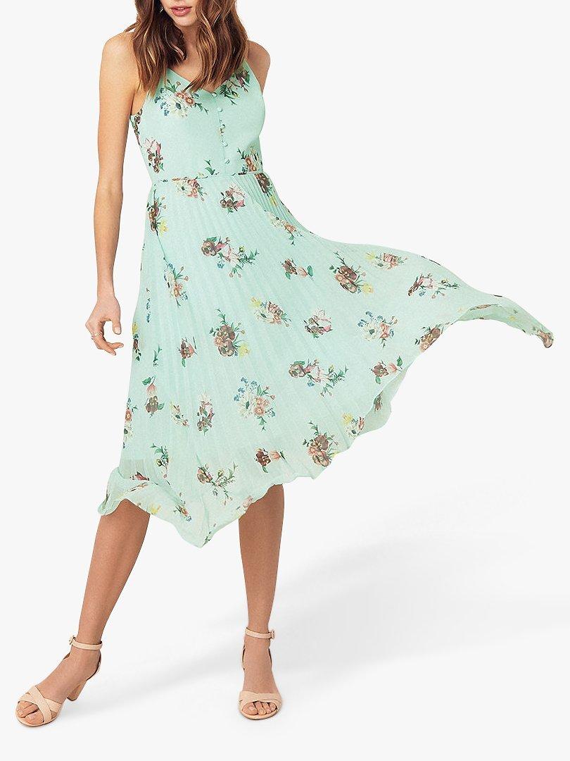 Oasis Floral Pleat Cami Dress, Multi/Green