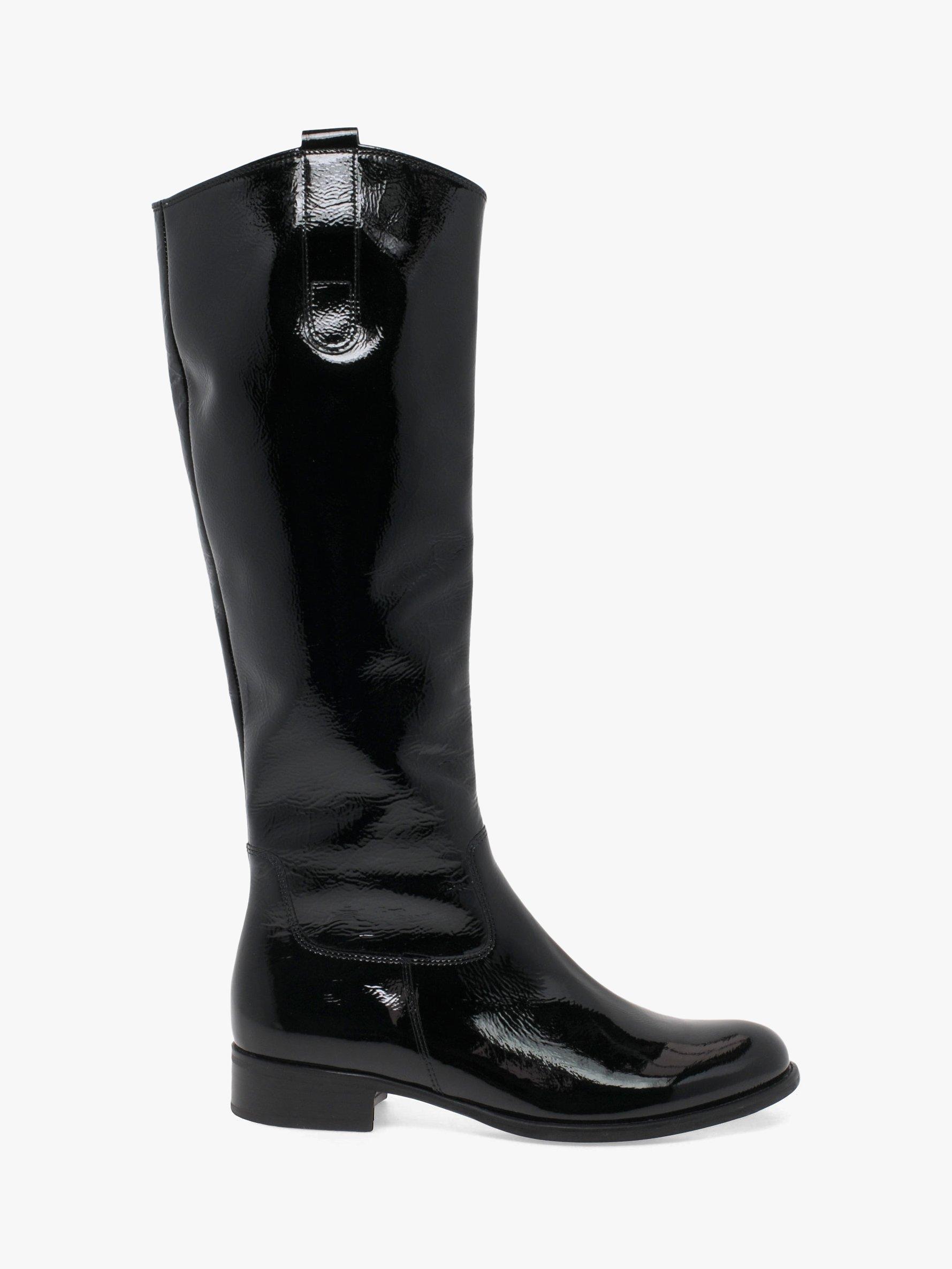 Gabor Brook Patent Leather Slim Calf Boots Black