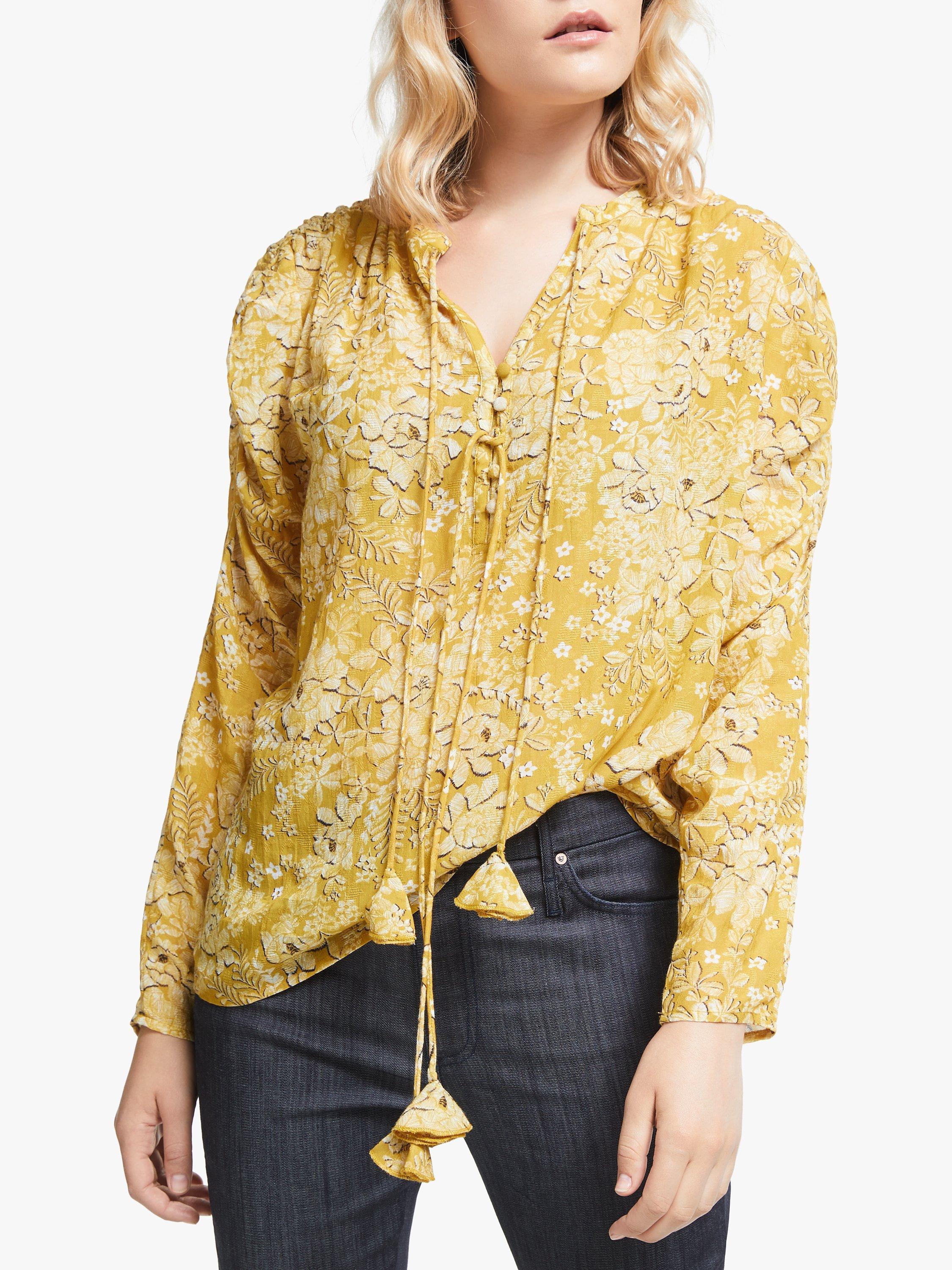 AND/OR Veronique Floral Print Blouse, Yellow