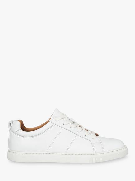 Whistles Koki Lace Up Leather Trainers, White, White