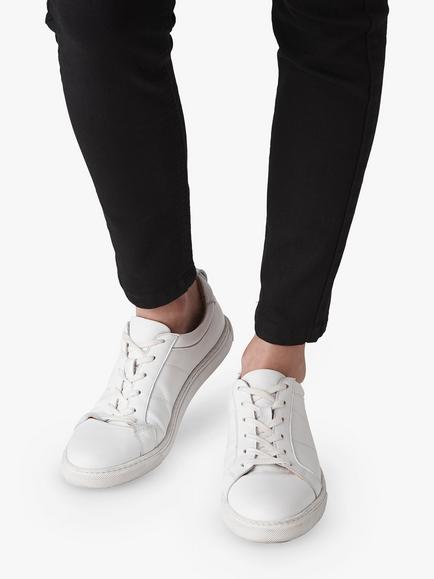 Whistles Koki Lace Up Leather Trainers, White - view 2, White