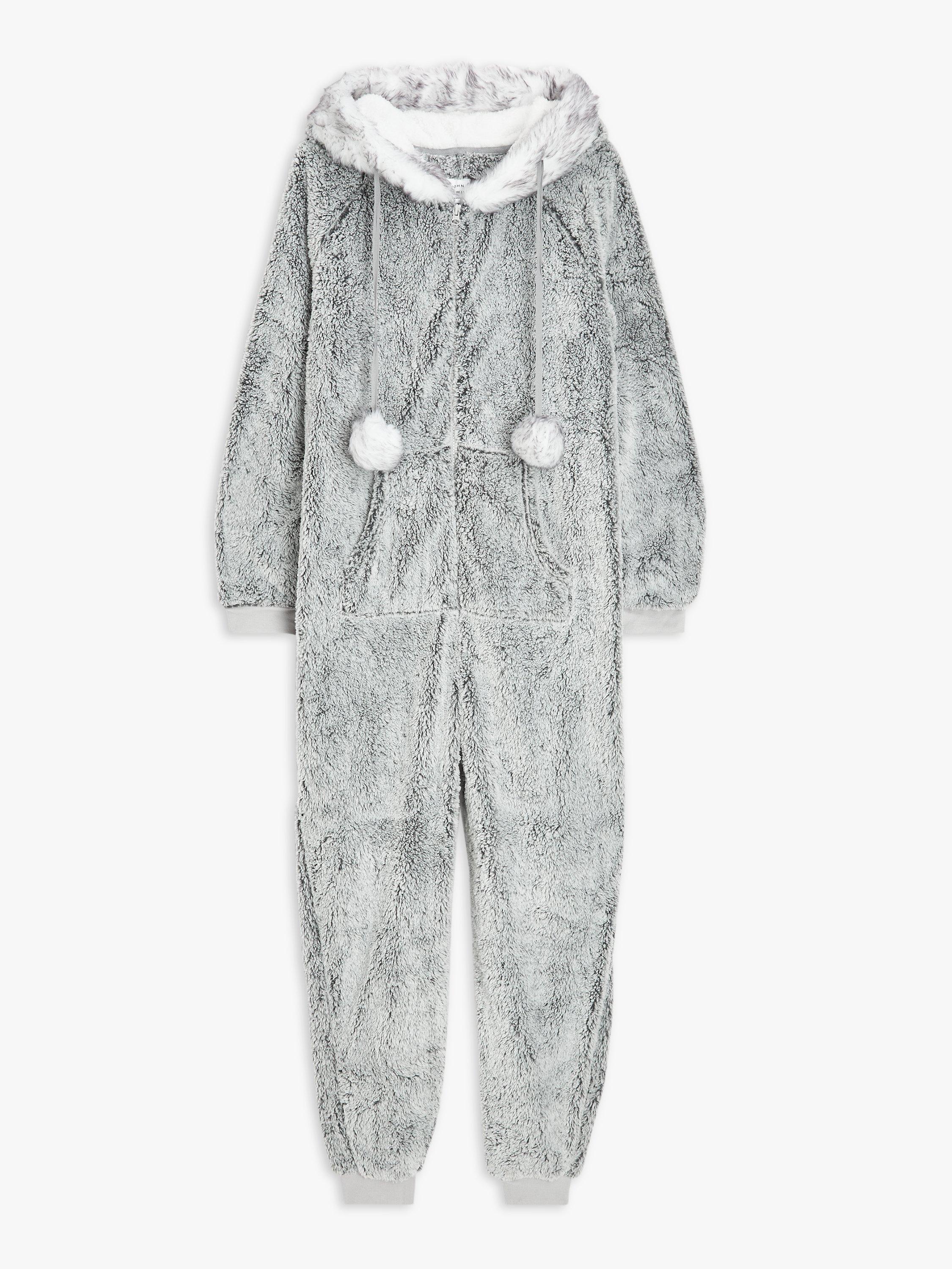 John Lewis Pom Pom Fleece Onesie Grey