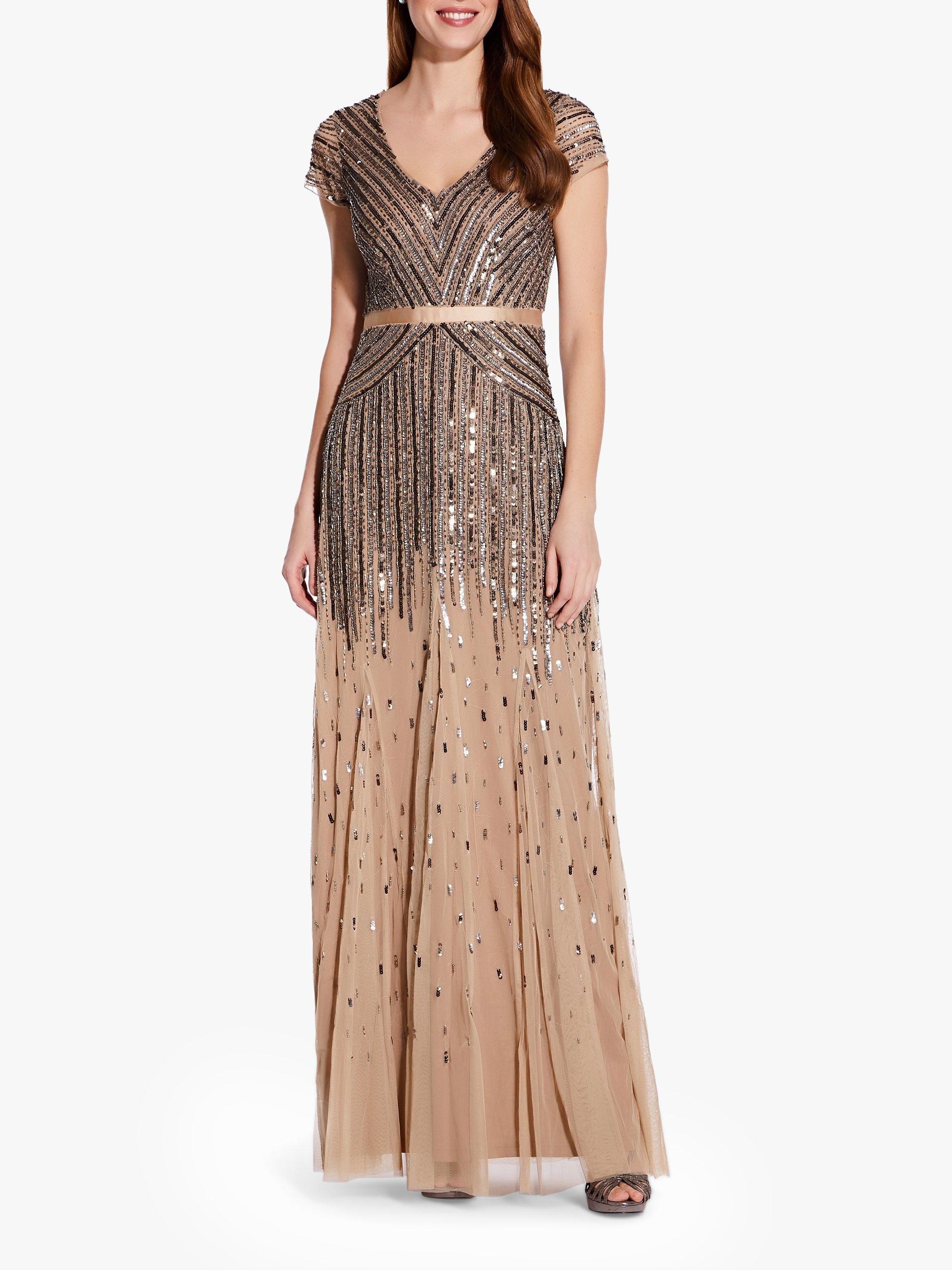 Adrianna Papell Embellished Maxi Dress, Nude
