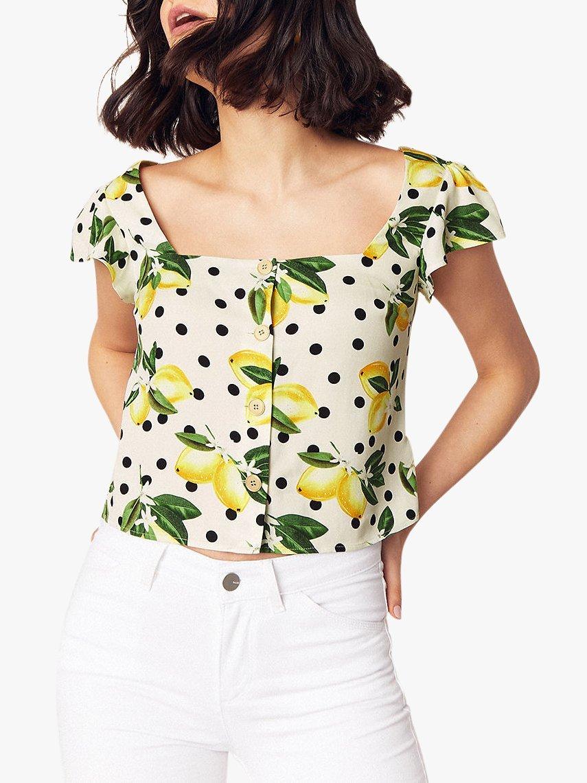 Oasis Lemon Print Top, Multi