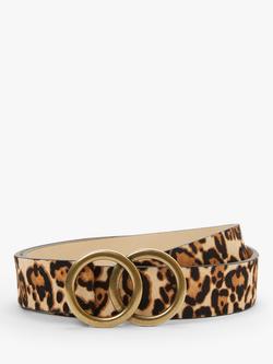 John Lewis Olivia Double O Ring Buckle Leather Belt, Leopard, Leopard