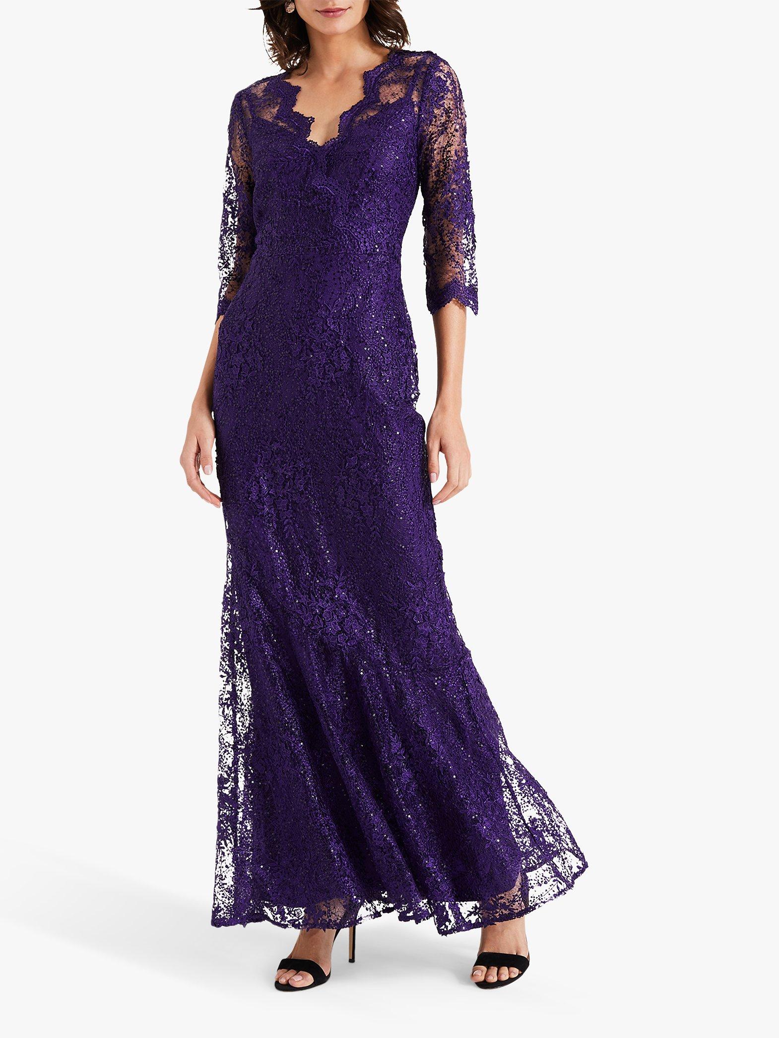 Phase Eight Grace Lace Maxi Dress, Deep Violet