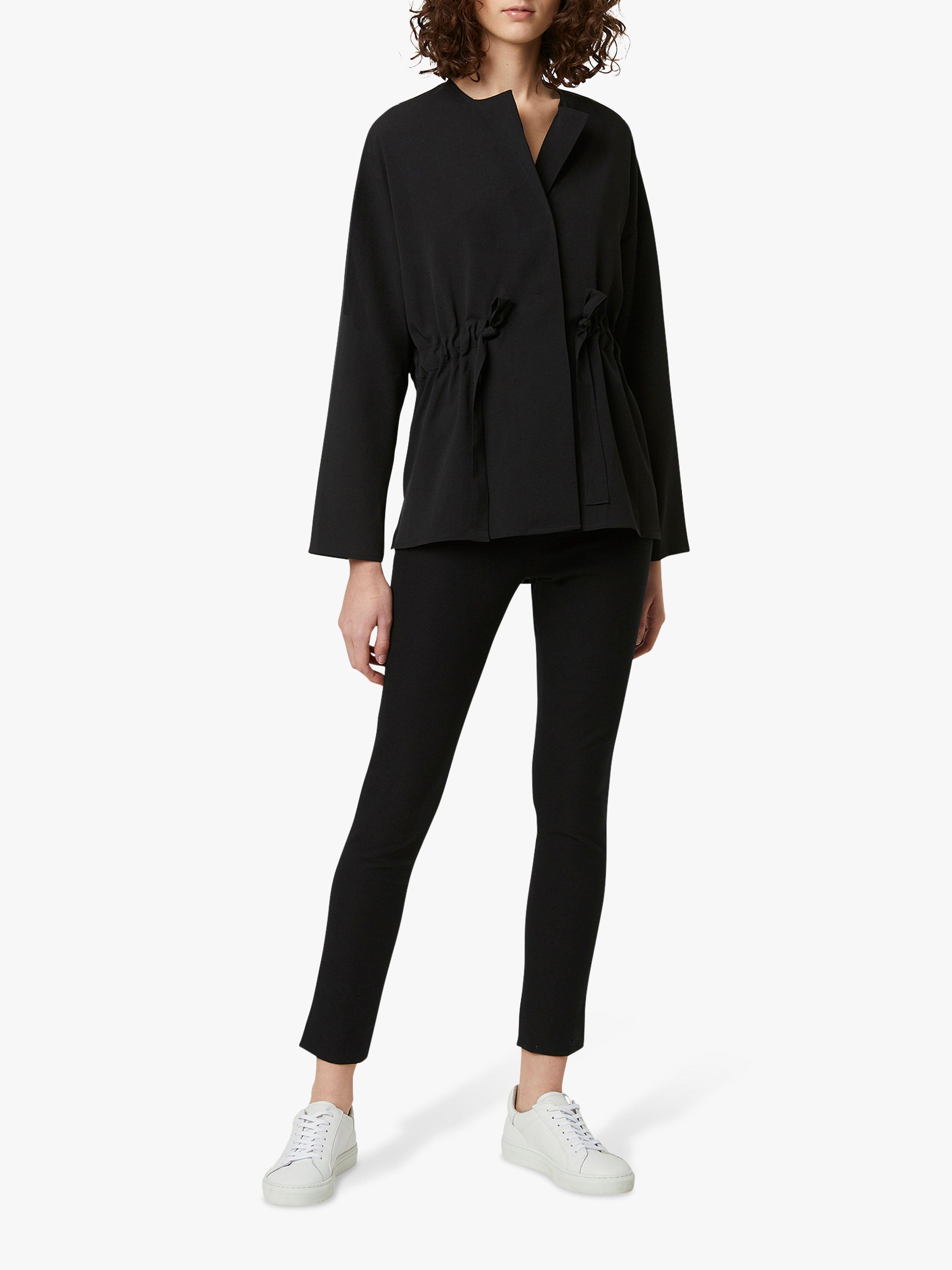 French Connection Crepe Gathered Waist Blouse, Black, XS