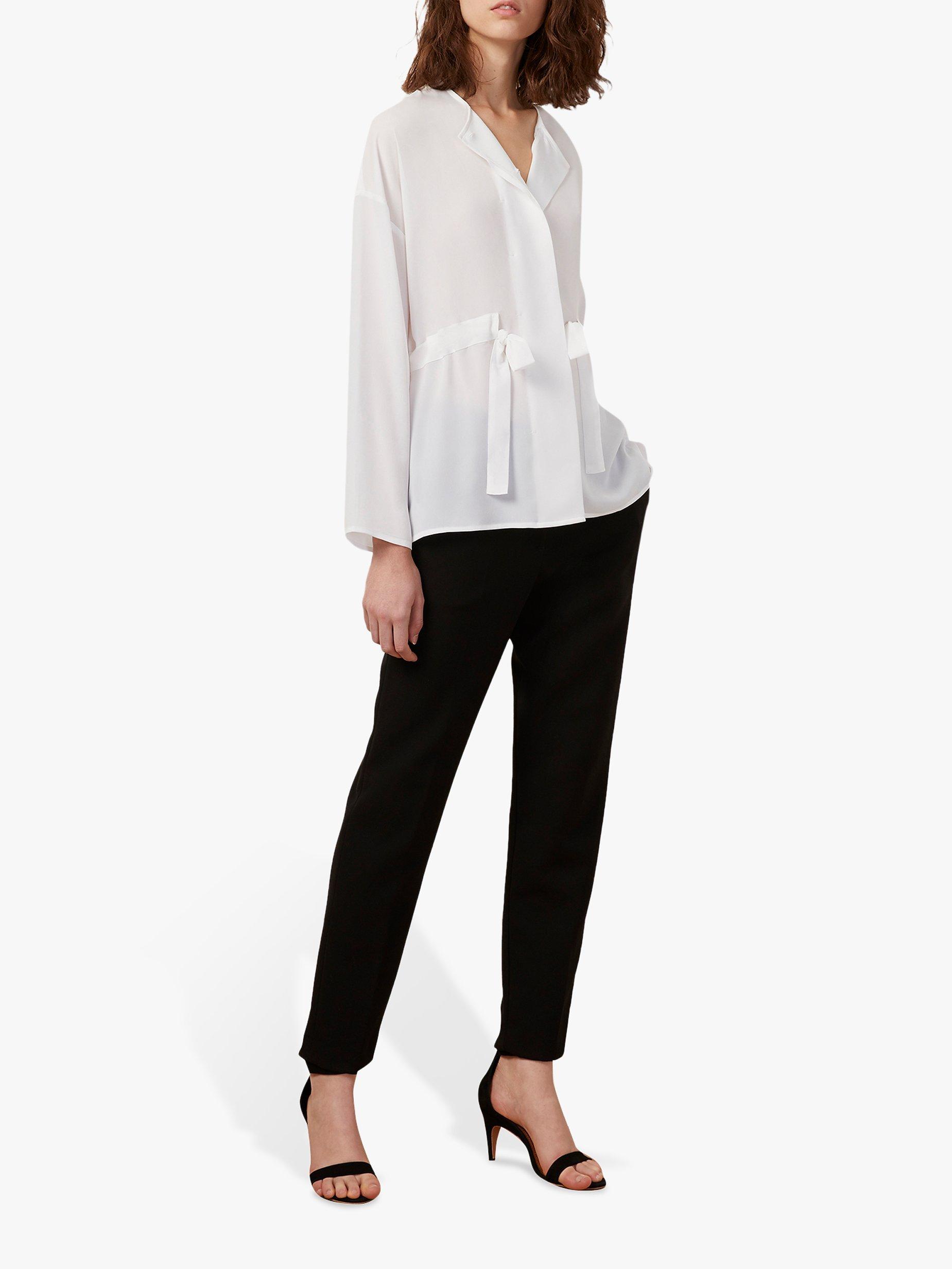French Connection Crepe Gathered Waist Blouse, Winter White