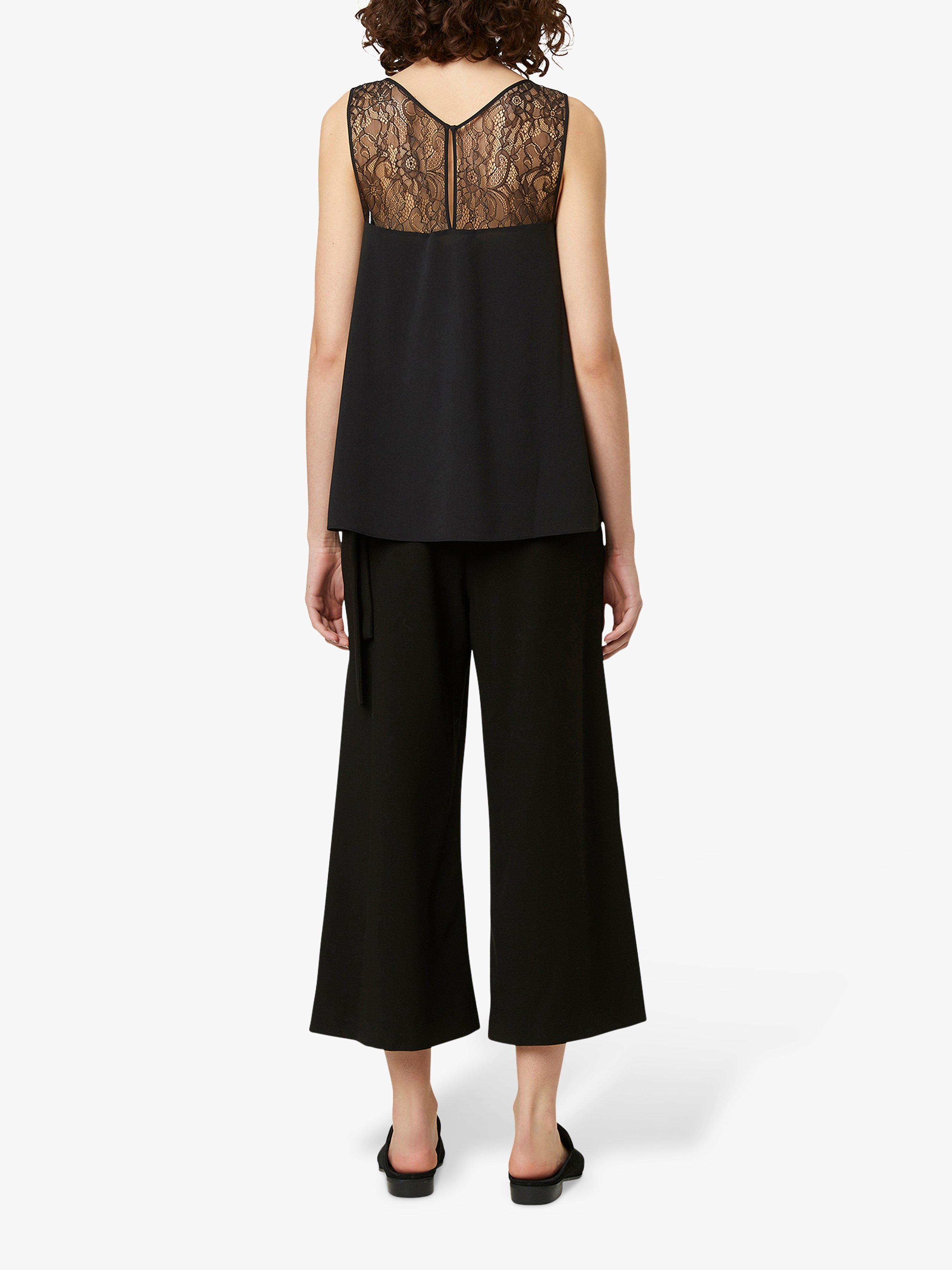 Product image 2 of 3, which shows French Connection Crepe Lace Trim Vest, Black, XS