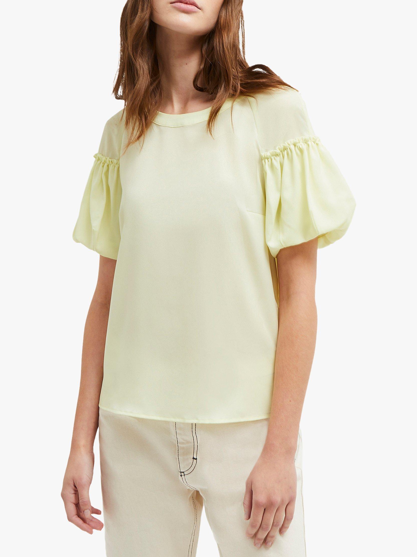 French Connection Crepe Puff Sleeve Top, Super Lemon