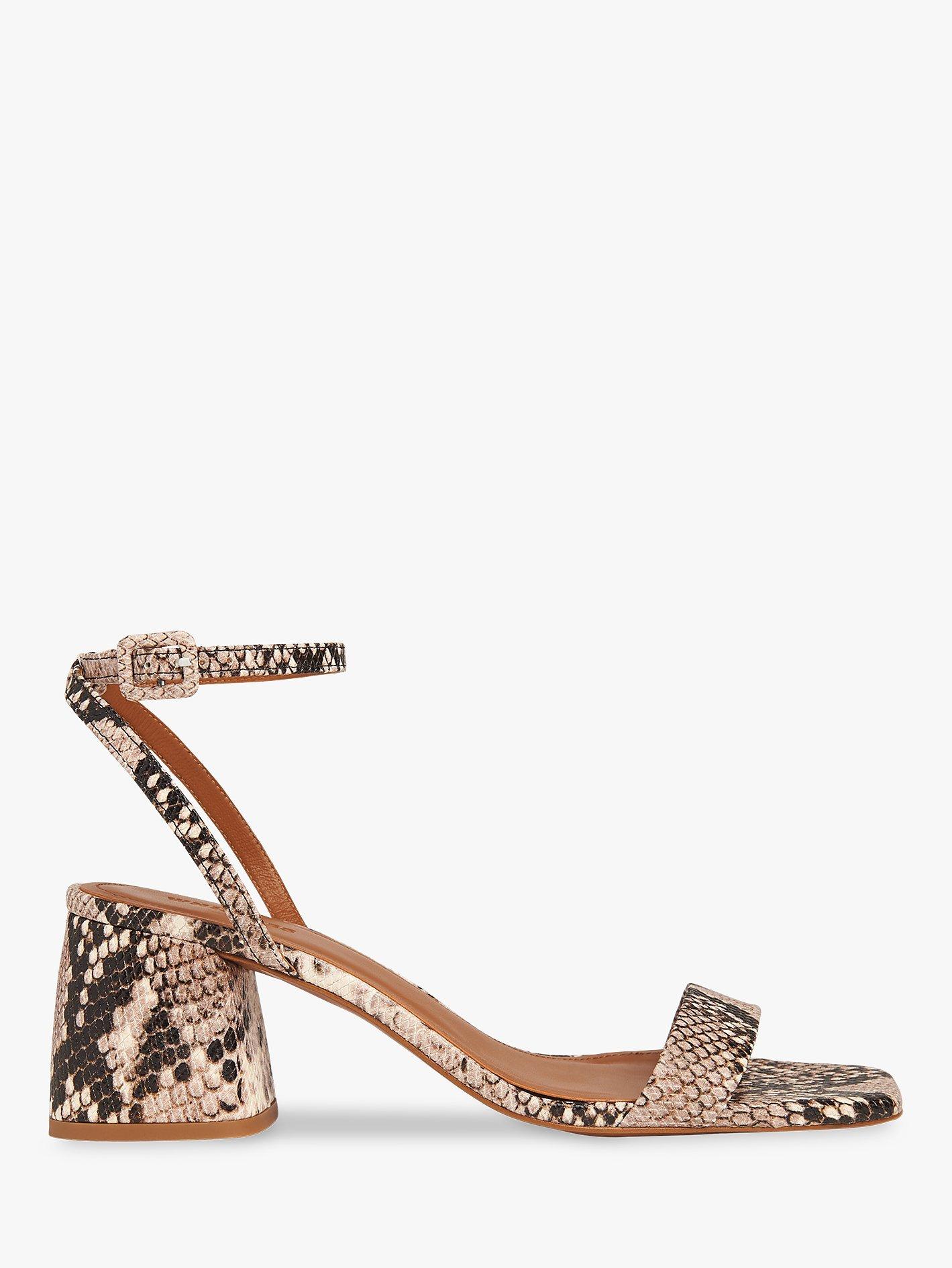 Whistles Hale Block Heel Sandals, Snake Print