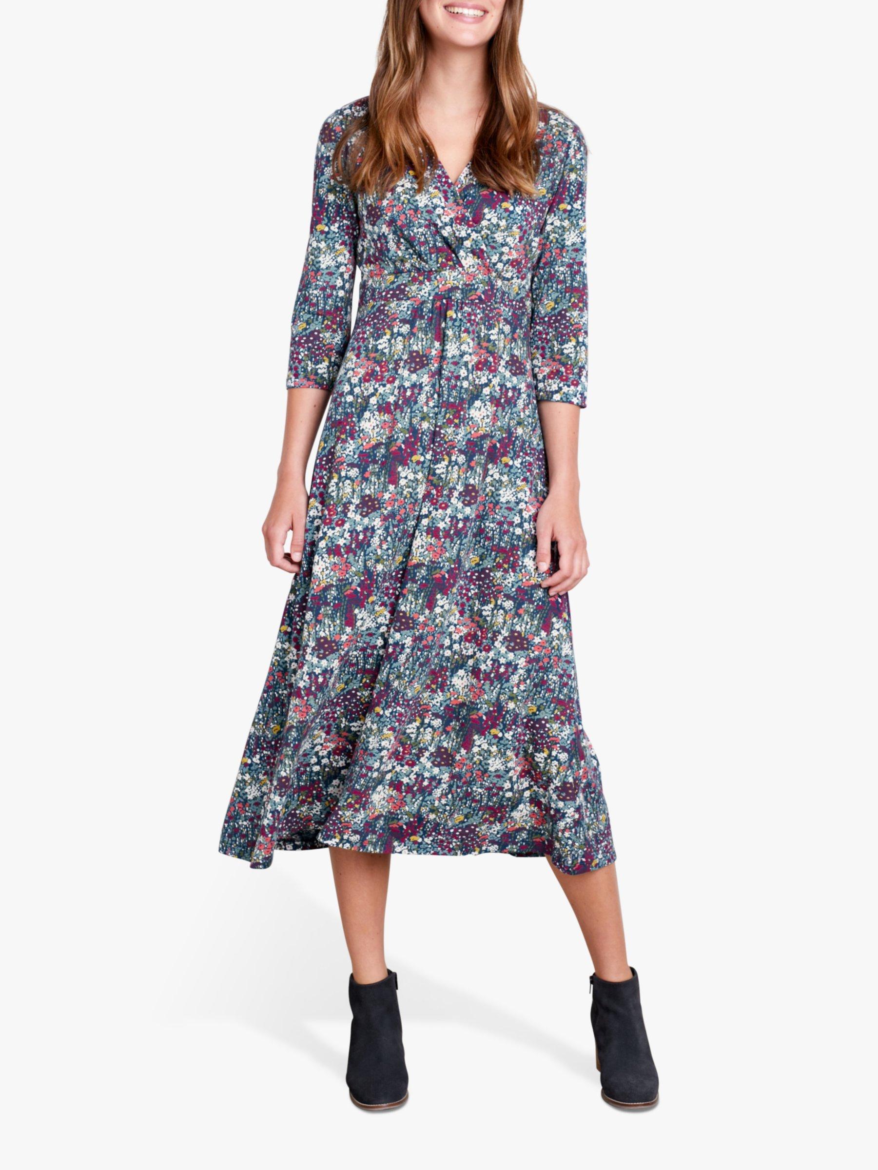 Seasalt Chacewater Jersey Dress Painterly Planting Squall