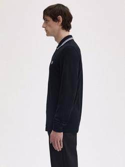 Fred Perry Twin Tipped Long Sleeve Polo Shirt - view 2, Black
