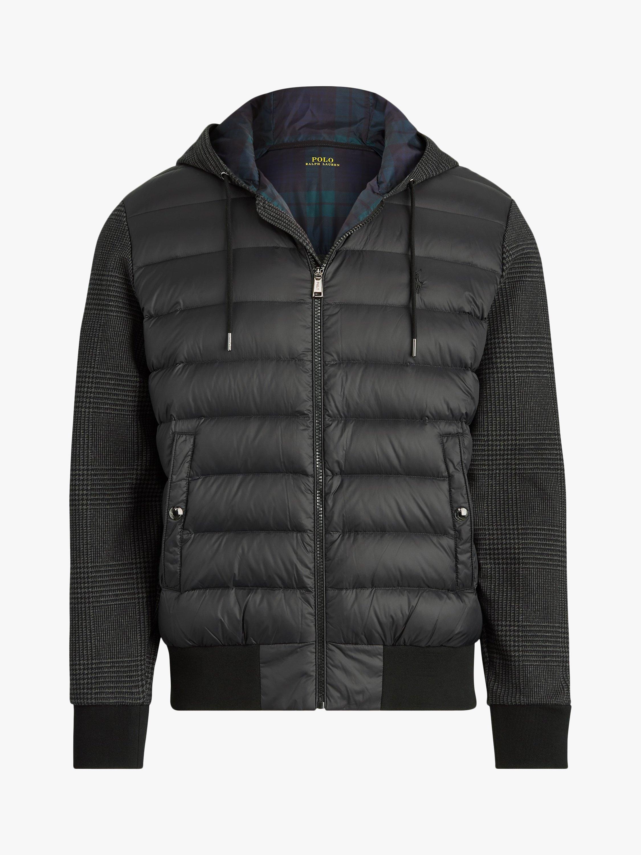 Polo ralph lauren black hybrid down hooded jacket hotsell